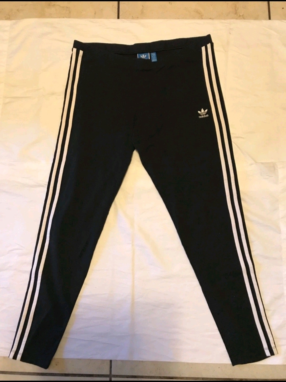 adidas Black Leggings with White Three-Stripes